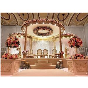 ชุดมณฑปไม้แบบดั้งเดิมสองเสา ชุดมณฑปงานแต่งงานไม้สุดหรู ของตกแต่งงานแต่งงานแบบอินเดียใต้ ชุดมณฑปสำหรับจัดงานแต่งงานในสหราชอาณาจักร - Product Image 1