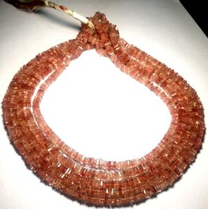 Strawberry Quartz Plain <b>Heishi</b> Ishape Loose Gemstone <b>Beads</b> Making Jewelry Necklace/bracelet Wholesale Price Per Gram - Product Image 3