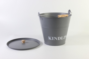 Cubo de metal de almacenamiento de madera en color negro con diseño simple perfecto para almacenamiento de carbón en interiores y accesorios para fogatas - Product Image 2