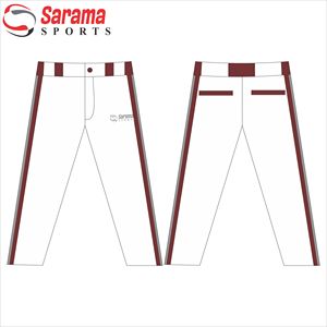 Pantalons de baseball unisexes sur mesure, design gratuit, vente en gros à bas prix, logo personnalisé imprimé, 100% polyester, antibactérien, séchage rapide - Product Image 2