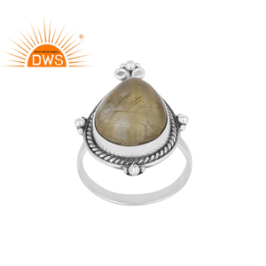 Anillo de Piedra Preciosa de Rutilo Dorado Natural, Anillo de Plata de Ley 925 de Diseño Antiguo Indio, Fabricante de Joyería, Colección Clásica - Product Image 1
