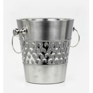 Cubo de hielo de acero inoxidable con diseño de flores en relieve de forma redonda hecho a mano - Product Image 6