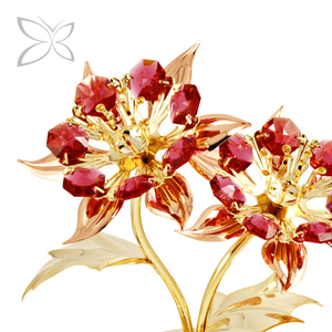 คริสตอคราฟท์ ต้นโปอินเซตเทียสชุบทอง ประดับด้วยคริสตัลทรงเหลี่ยมเจียระไน สำหรับตกแต่งภายในในเทศกาลคริสต์มาส ขนาด 12.8x16 ซม. - Product Image 3