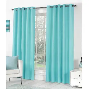 Cortinas de algodón orgánico duraderas para decoración del hogar, color azul cielo, con certificado GOTS, 100%