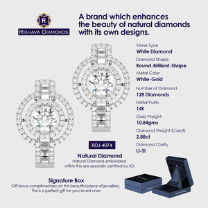 Pendientes de diamantes de diseño clásico de oro blanco puro de 14 quilates, directo del fabricante - Product Image 4