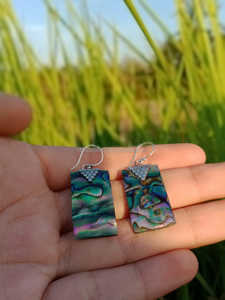 ต่างหู S925สเตอร์ลิงทรงสี่เหลี่ยมสไตล์วินเทจแนวชนเผ่า KA-ER013ชุบทองรูปหอยเป๋าฮื้อทรงสามเหลี่ยมแบบห้อยห่วงแฟนซีสำหรับ - Product Image 3