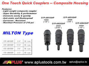 APLUS GYP-AM20SHP-acoplador de aire de liberación rápida, lengüeta de manguera, material plástico PA66, 5/16" - Product Image 3