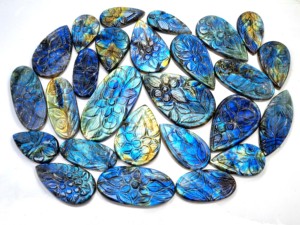 ธรรมชาติสีฟ้าไฟลาบราดอร์มูกัลแกะสลักรูปร่างอัญมณี Cabochon - Product Image 2