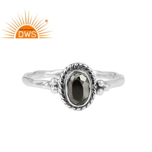 Handmade Pyrite Gemstone Designer Ring Jewelry Wholesaler <b>Oxidized</b> 925 Sterling Silver Girls Ring Jewelry Manufacturer - Product Image 1