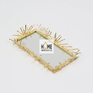 Plateaux en marbre de luxe à bordure dorée, 4 pièces, décorations fantaisie de styliste - Product Image 3