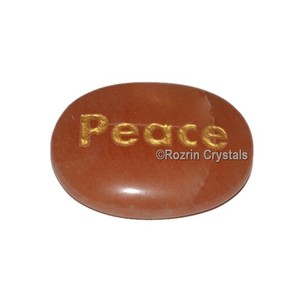 Get Online Peach Aventurine Engraved Peace Word Healing Stone : Peach Aventurine Engraved Peace Word Healing Stone For Sale - Product Image 1