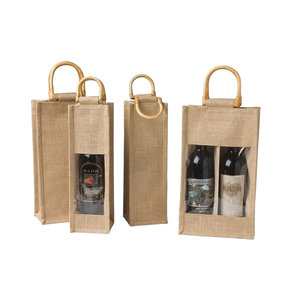 Handmade Small Jute Gift <b>Bag</b> With Window Buy Promotional Jute <b>Wine</b> <b>Bags</b> at Competitive Price - Product Image 4