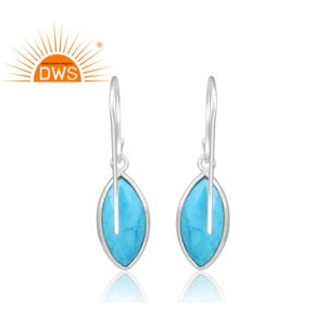Pendientes de plata de ley 925 con gemas turquesas, joyería fina con cierre de gancho, para mujeres - Product Image 3