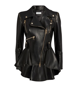 Veste de motard en cuir véritable de mouton noir, pour femmes, taille peplum, disponible en toutes les couleurs, faite au Pakistan - Product Image 1