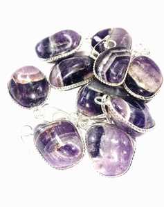 Top Quality Stone <b>Pendant</b> Chevron <b>Amethyst</b> Tumbled Pebbel Healing Stone <b>Pendant</b> Crystal Tumbled Gemstone Necklace Wholesaler - Product Image 6