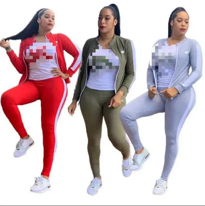 Logo personalizzato in poliestere di cotone blocco di colore inverno tuta a due pezzi delle donne lato della banda migliori fitness stretti alla moda jogger set