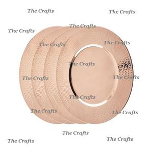 แผ่นชาร์จแบบทุบทำด้วยมือทำจากสแตนเลสสีทองแดงใต้จานสำหรับบ้านโรงแรมและงานแต่งงาน - Product Image 1