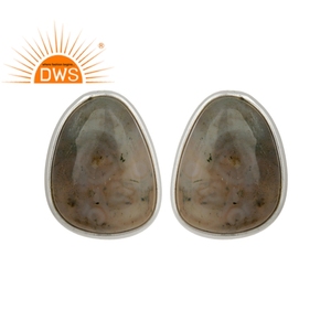 Pendientes de plata de ley 925 hechos a mano, fabricante de joyería, Gema de jaspe oceánico, proveedor de joyería - Product Image 1