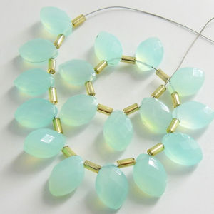 Aqua Blue Calcedonia facetada Marquise Briolette 12X8MM Cuentas de piedra sueltas hechas a mano para la fabricación de joyas para par de pendientes - Product Image 1