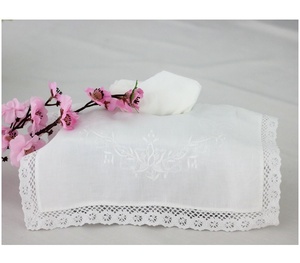 Embroidery White Floral <b>Tissue</b> Box Cover Rectangle <b>Tissue</b> Box Cover High Quality 100% <b>Cotton</b> with Lace Home Hotel Decoration - Product Image 5