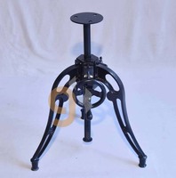Table à manger en bois massif de style industriel moderne avec base à manivelle réglable pour la maison, l'hôtel, le bureau, la chambre à coucher, le bar - Ensemble de bureau multifonctionnel