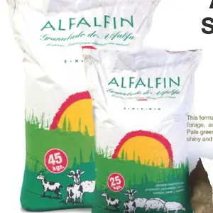 ALFALFA PELLETS IN BAGS.