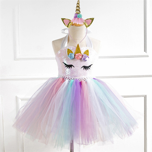Pastello Ragazze Unicorn Vestito Dal Tutu Della Principessa Della Ragazza di <span class=keywords><strong>Travestimento</strong></span> Di Compleanno Vestito Da Partito Dei Bambini Purim belle Costume Cosplay 2-12Years - Product Image 1