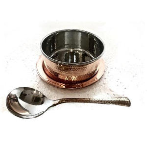 Cuenco martillado de cobre puro 100%, cuenco para servir alimentos y sopa para utensilios de cocina y mesa de cena utilizada con cuchara de cobre para servir - Product Image 3