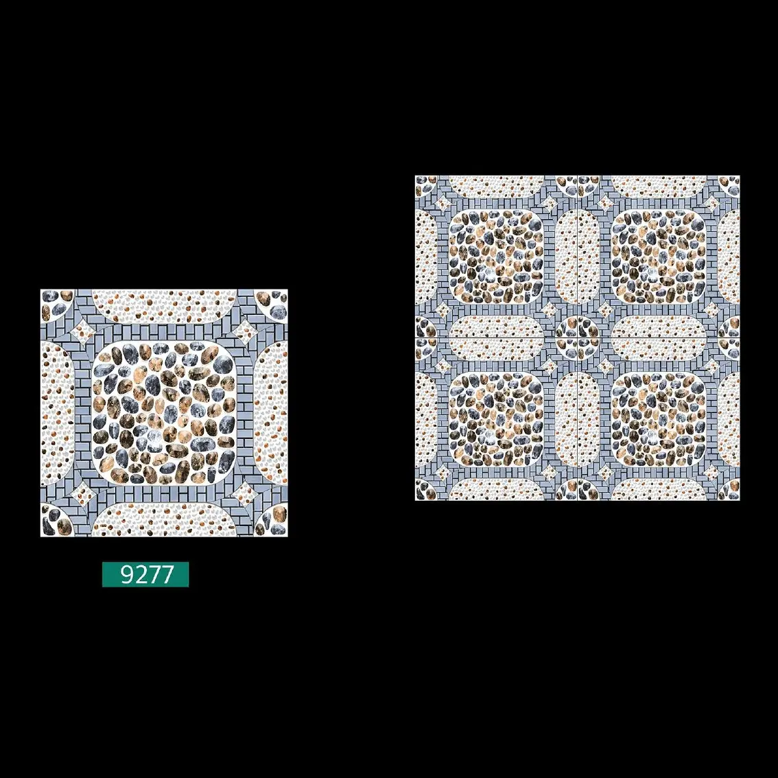 ग्रे रंग के कंकड़ सजावटी डिजाइन चीनी मिट्टी के फर्श टाइल्स 40x40 सेमी
