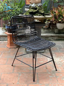 Nouvelle chaise et chaise d'appoint en rotin de style traditionnel avec base en fer Chaise de loisirs pliable pour bureau à domicile Salon et hôtel - Product Image 3