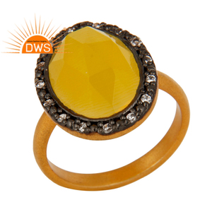 Handmade 24k Gold Plated Sterling Silver <b>Moonstone</b> Gemstone Cocktail Ring For Women Gift For Her Vintage Collection - Product Image 1
