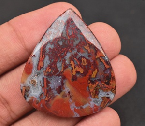 Cabochon en mousse d'agate rouge d'indonése, pierre précieuse pour la fabrication de bijoux, vente en gros, 15 cm - Product Image 5