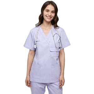 Unisex 10-Piece Washable Stretch Scrubs <b>Set</b> Custom Made Hospital Work Uniform Active Printing Exquisite Design Breathable - Product Image 1