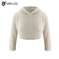 Conjunto de Invierno de 2 Piezas para Mujer, Sudadera Corta con Cierre Completo y Pantalones Cortos a Juego, Forro Polar Sherpa, Logotipo Personalizado, Tejido Transpirable Informal