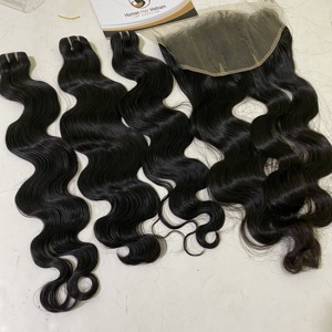 3 faisceaux De Cheveux De Vague de Corps Avec Le bandeau De cheveux Humains, vague de Corps de cheveux humains faisceaux avec fermeture Vierge De Cheveux Humains Armure - Product Image 3