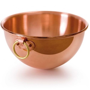 Cuenco para servir de cobre antiguo hecho a mano, diseño martillado elegante y ecológico hecho de acero puro para servicio de alimentos fabricado en la India - Product Image 1