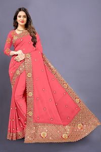 Georgette Banglory Sartin Silk งานปักลาย,พร้อมงานปักเพชรและกระจกทั้งสองด้านโดยใช้ท่อ Royel Export - Product Image 3