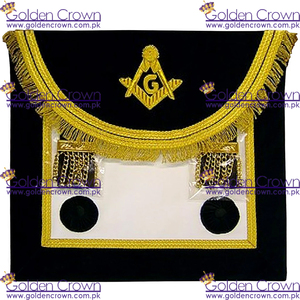 ผ้ากันเปื้อนเย็บปักลายด้วยงานฝีมือจากช่างก่ออิฐต้นแบบชาวสก๊อตสีดำทอง | ผู้ผลิตผ้ากันเปื้อนช่างก่ออิฐ - Product Image 4