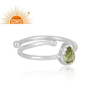 ธรรมชาติสีเขียว Peridot พลอยผู้หญิงแหวนเครื่องประดับผู้ค้าส่ง925สเตอร์ลิงลูกแพร์รูปร่างแหวนเครื่องประดับผู้ผลิต - Product Image 3