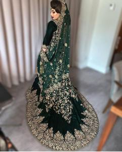 Vestido largo de último diseñador con bordado Zardozi perfecto para ropa de boda elegante traje tradicional impresionante vestido Formal - Product Image 2