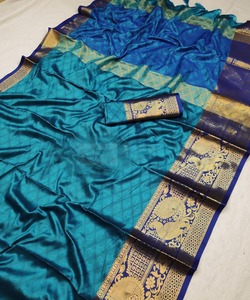 Banarasi saree en jacquard de soie avec chemisier vêtements pour femmes dames fête festival vêtements quotidiens sari en soie de coton doux vêtements à bas prix en gros - Product Image 1