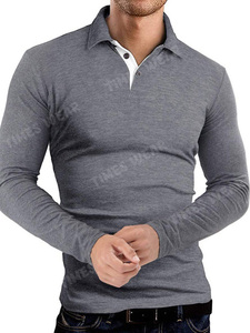 Men's High Quality <b>3</b> Button Full Sleeve Polo Neck European Polo Shirt - Product Image 2