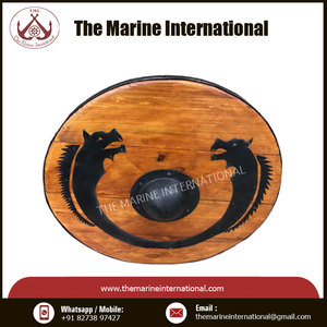 Escudo Medieval Diseñador Escudo 24 ''Madera Marrón y Negro Color Escudo Redondo Acero Batalla Recreación Acero Battle Ready escudo. - Product Image 5
