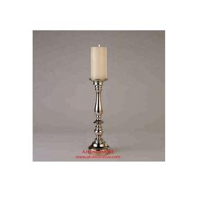 Portavelas de luz en T niquelado de aluminio Pilar para decoración de iluminación de Navidad Portavelas hecho a mano con acabado brillante - Product Image 1