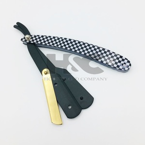 Maquinilla de afeitar de peluquero de acero inoxidable superior negra mate dorada personalizada, afeitadora facial cambiable duradera con mango de revestimiento de papel afeitado - Product Image 5