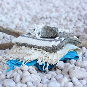 Toalla de mano de algodón 100% de estilo turco, diseño a rayas multicolor con borlas, elegantes Toallas de playa Hammam - Product Image 3