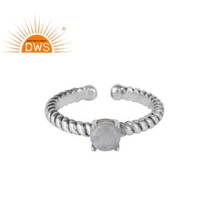 Bague en pierre de lune arc-en-ciel naturelle, argent sterling 925, bijoux indiens tendance pour mariage - Product Image 1