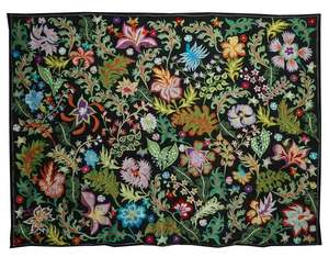 Premium Turkish Large Black Colourful Uzbekistan Silk <b>Floral</b> Embroidery <b>Bedspread</b> Suzani King Size Wall Panel Classic Tapestry - Product Image 1