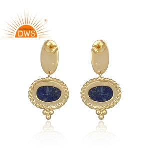 Pendiente de diseño de cuerda de piedras preciosas de lapislázuli Natural de Plata de Ley 925 para fabricante de joyería de mujer - Product Image 3