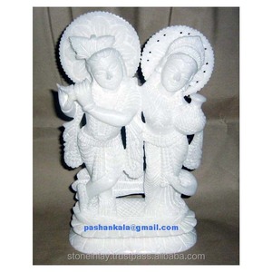 Statue Krishna en marbre italien, Statue en cristal - Product Image 1